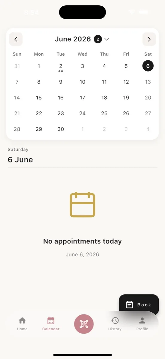 Ricorda Studio calendar screen showing scheduled sessions across a week